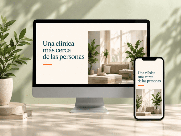 Concepto de diseño web para clínicas en escritorio y móvil